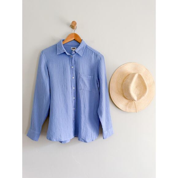 J.Crew Factory | NWT Double-gauze Button-up Shirt For Women in Blue | Sz PM - Picture 2 of 8